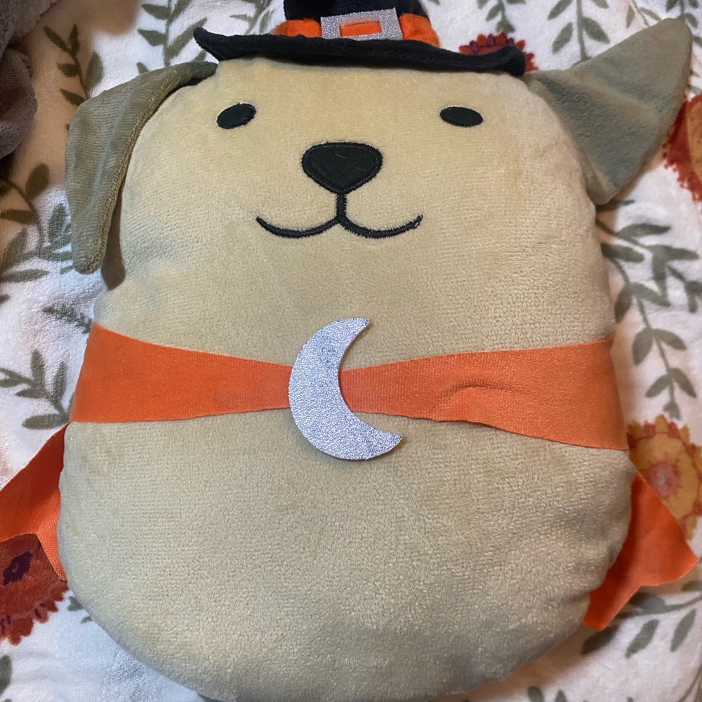 Halloween Dog Stuffed Plush w/Witch Hat Seasonal Home Office Room Decor New